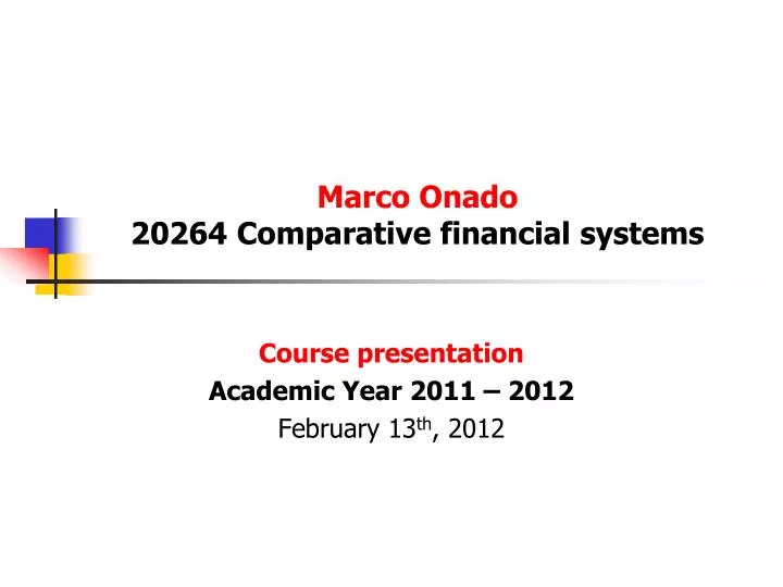 marco onado 20264 comparative financial systems
