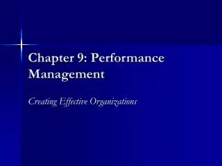 Chapter 9: Performance Management
