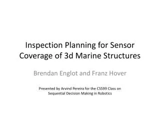 Inspection Planning for Sensor Coverage of 3d Marine Structures