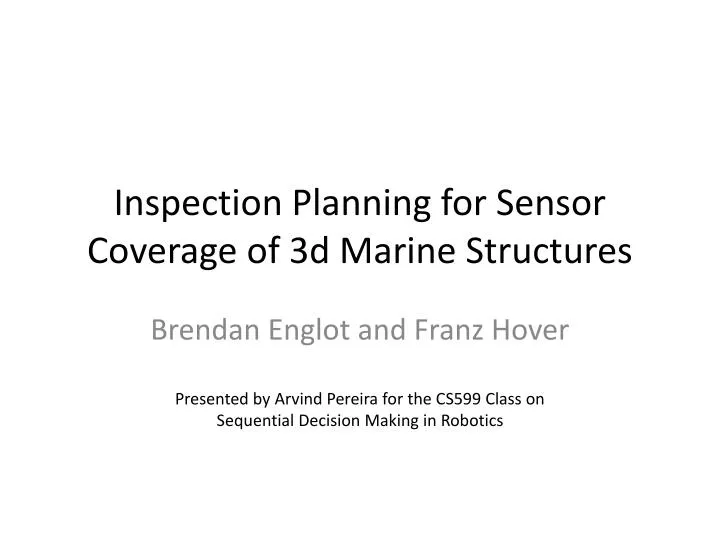 inspection planning for sensor coverage of 3d marine structures
