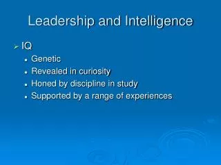 Leadership and Intelligence