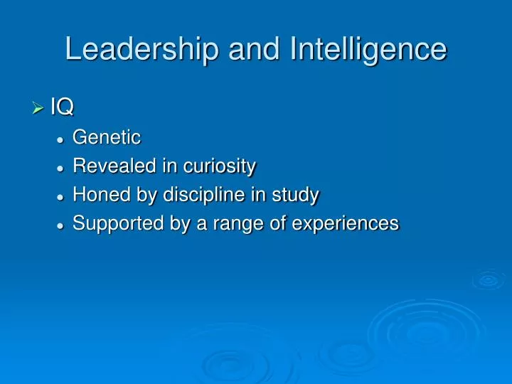 leadership and intelligence