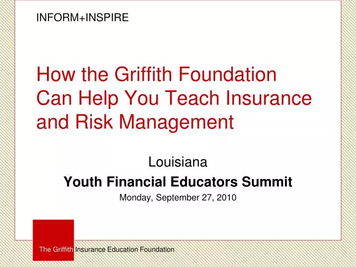how the griffith foundation can help you teach insurance and risk management