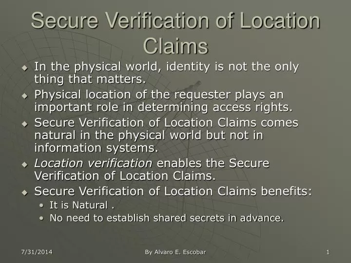 secure verification of location claims