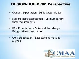 DESIGN-BUILD CM Perspective