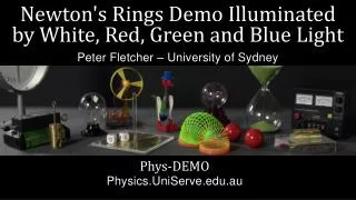 Newton's Rings Demo Illuminated by White, Red, Green and Blue Light