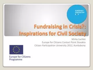 Fundraising in Crisis ?: Inspirations for Civil Society