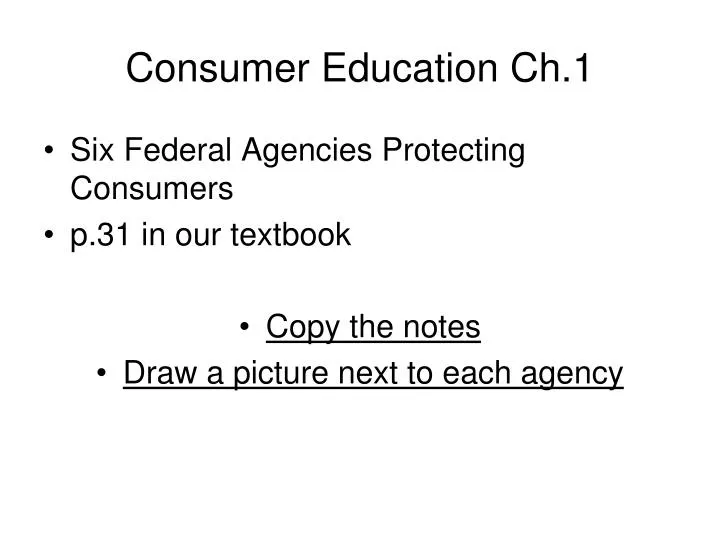 consumer education ch 1