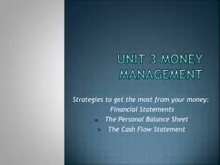 unit 3 money management