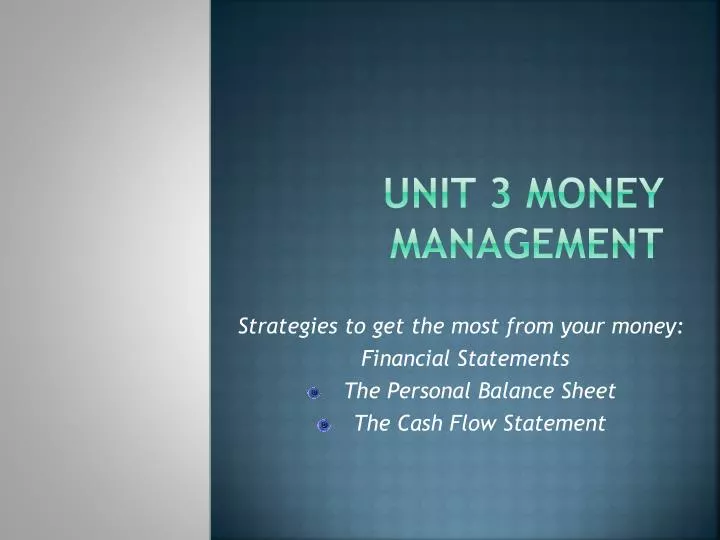 unit 3 money management