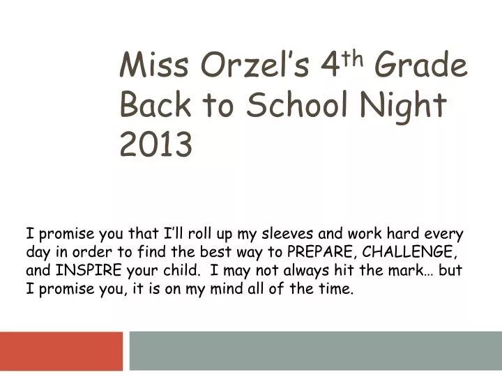 miss orzel s 4 th grade back to school night 2013