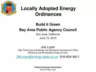 Locally Adopted Energy Ordinances
