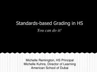 Standards-based Grading in HS
