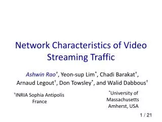 Network Characteristics of Video Streaming Traffic