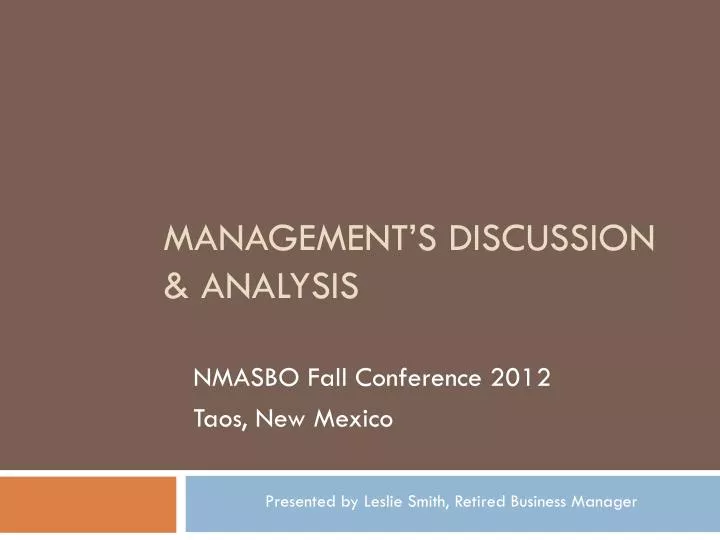 management s discussion analysis