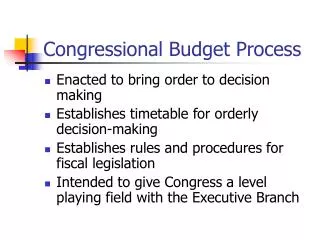 Congressional Budget Process