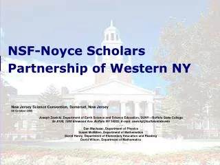 NSF-Noyce Scholars Partnership of Western NY