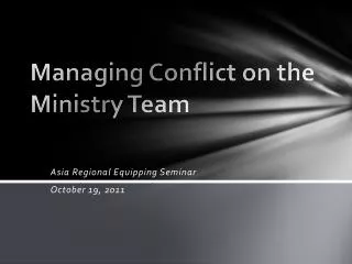 Managing Conflict on the Ministry Team