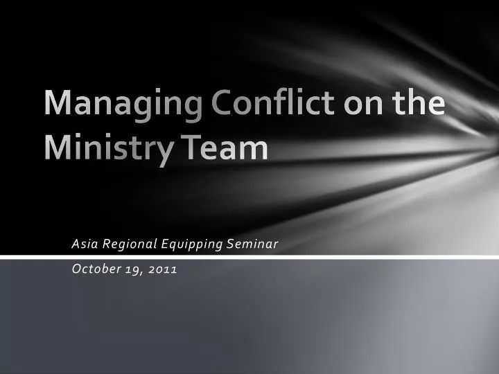 managing conflict on the ministry team
