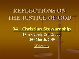 REFLECTIONS ON THE JUSTICE OF GOD