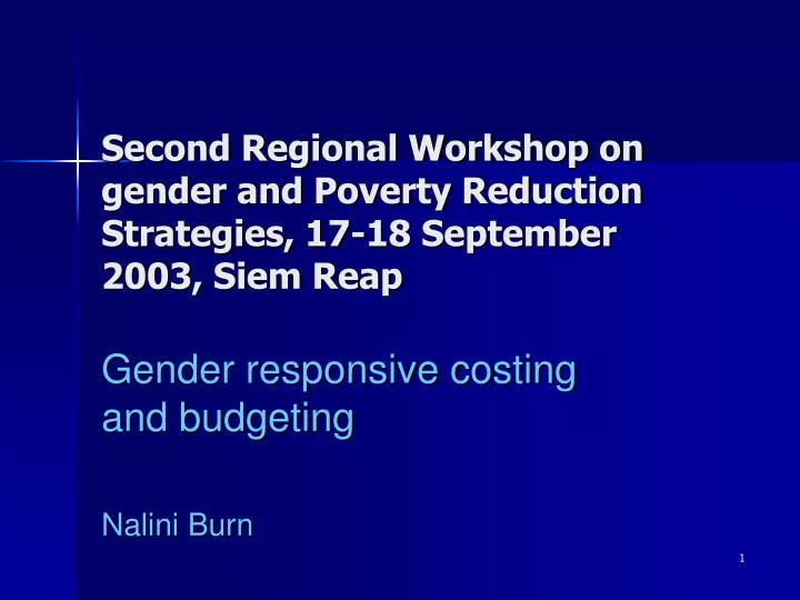 second regional workshop on gender and poverty reduction strategies 17 18 september 2003 siem reap