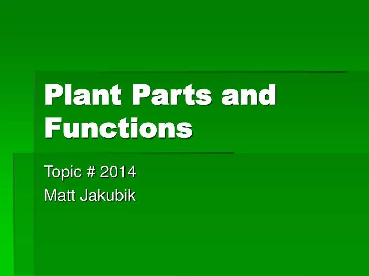 plant parts and functions