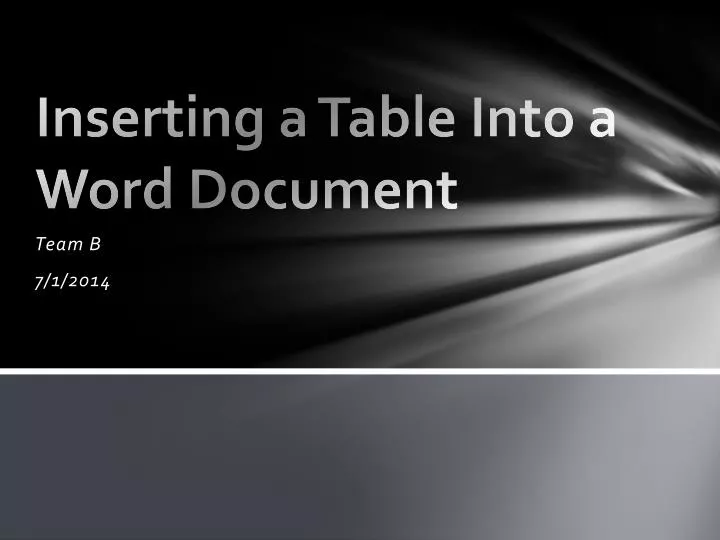 inserting a table into a word document