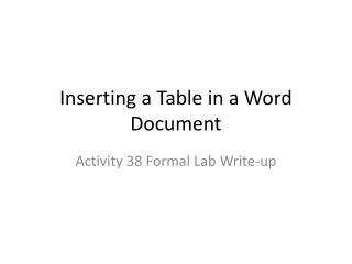 Inserting a Table in a Word Document