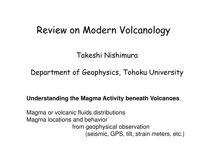 review on modern volcanology