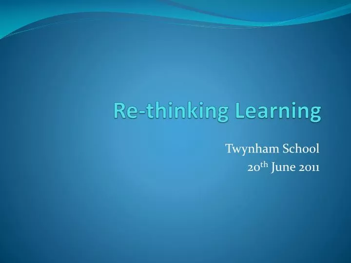 re thinking learning
