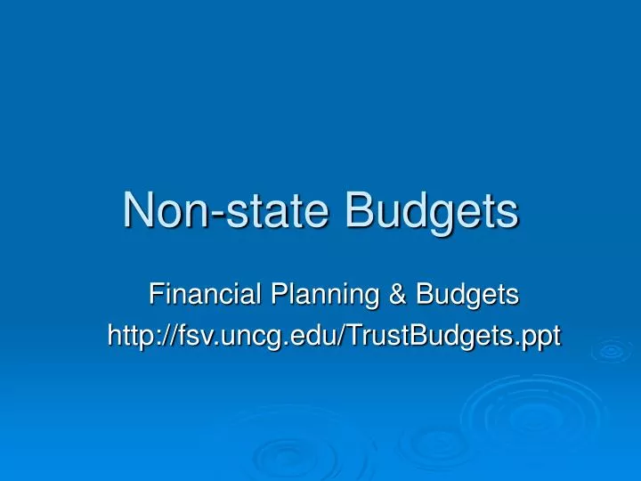 non state budgets