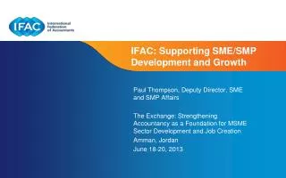 IFAC: Supporting SME/SMP Development and Growth