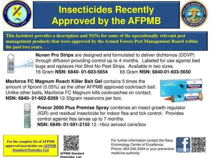 insecticides recently approved by the afpmb