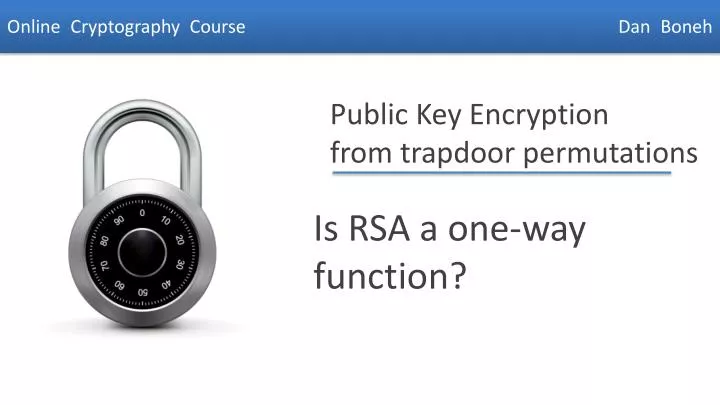 is rsa a one way function
