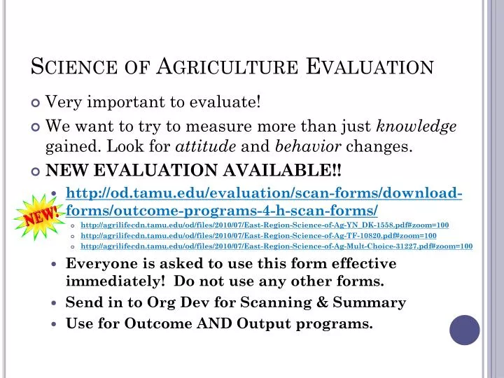 science of agriculture evaluation