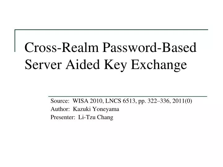 cross realm password based server aided key exchange