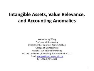 Intangible Assets, Value Relevance, and Accounting Anomalies