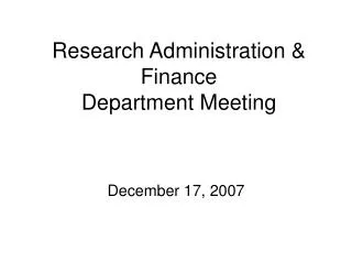 Research Administration &amp; Finance Department Meeting