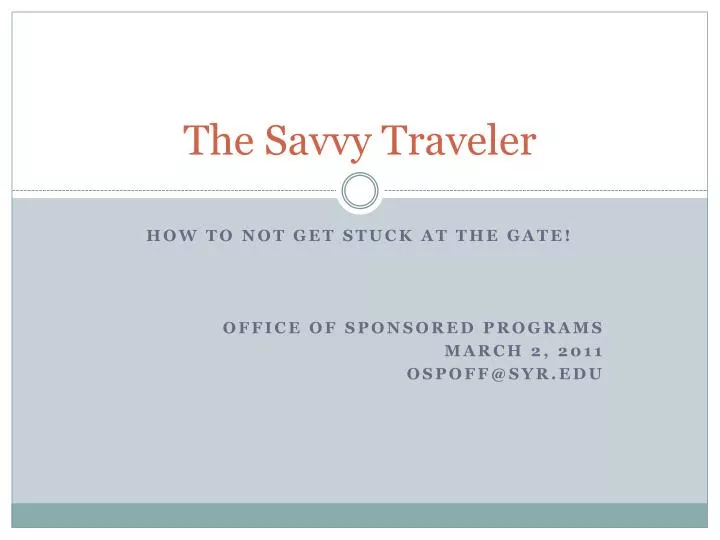 the savvy traveler
