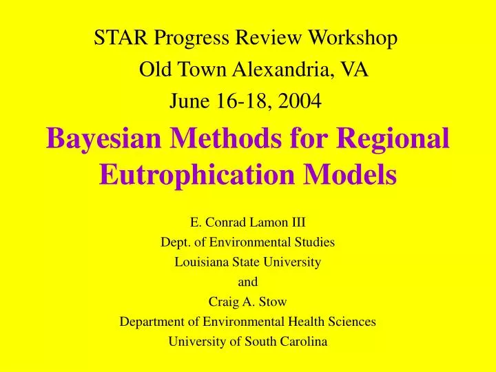bayesian methods for regional eutrophication models