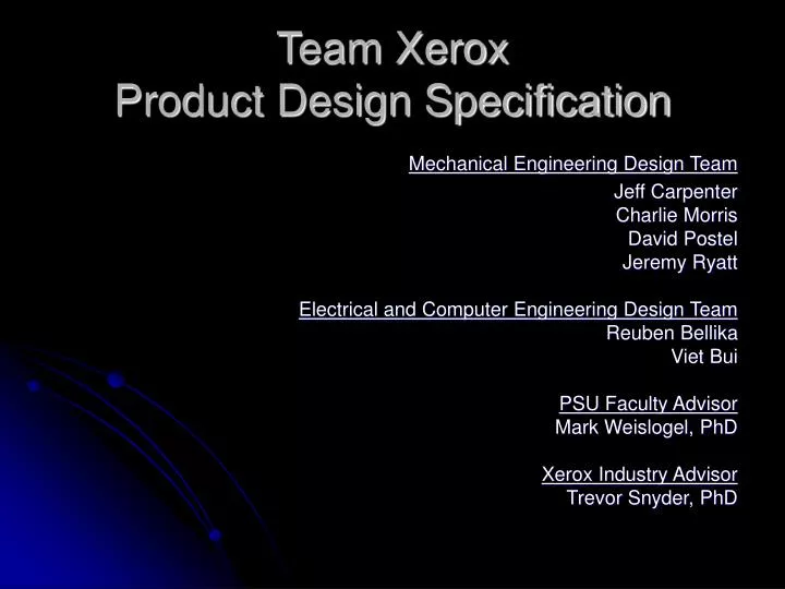 team xerox product design specification