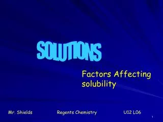 Factors Affecting solubility