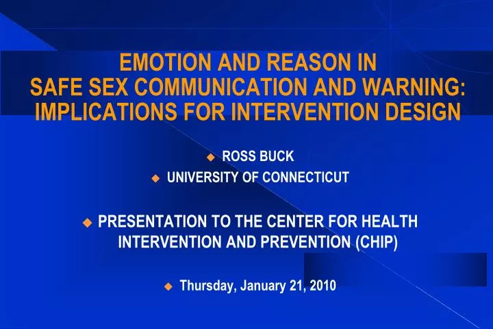 emotion and reason in safe sex communication and warning implications for intervention design