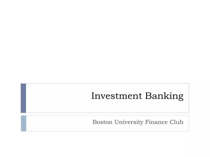 investment banking