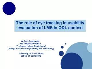 The role of eye tracking in usability evaluation of LMS in ODL context