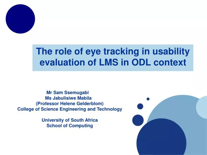 the role of eye tracking in usability evaluation of lms in odl context