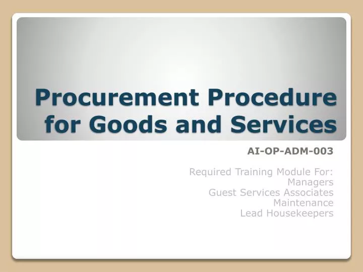 procurement procedure for goods and services