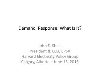 Demand Response: What Is It?