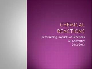 Chemical Reactions