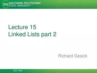 Lecture 15 Linked Lists part 2
